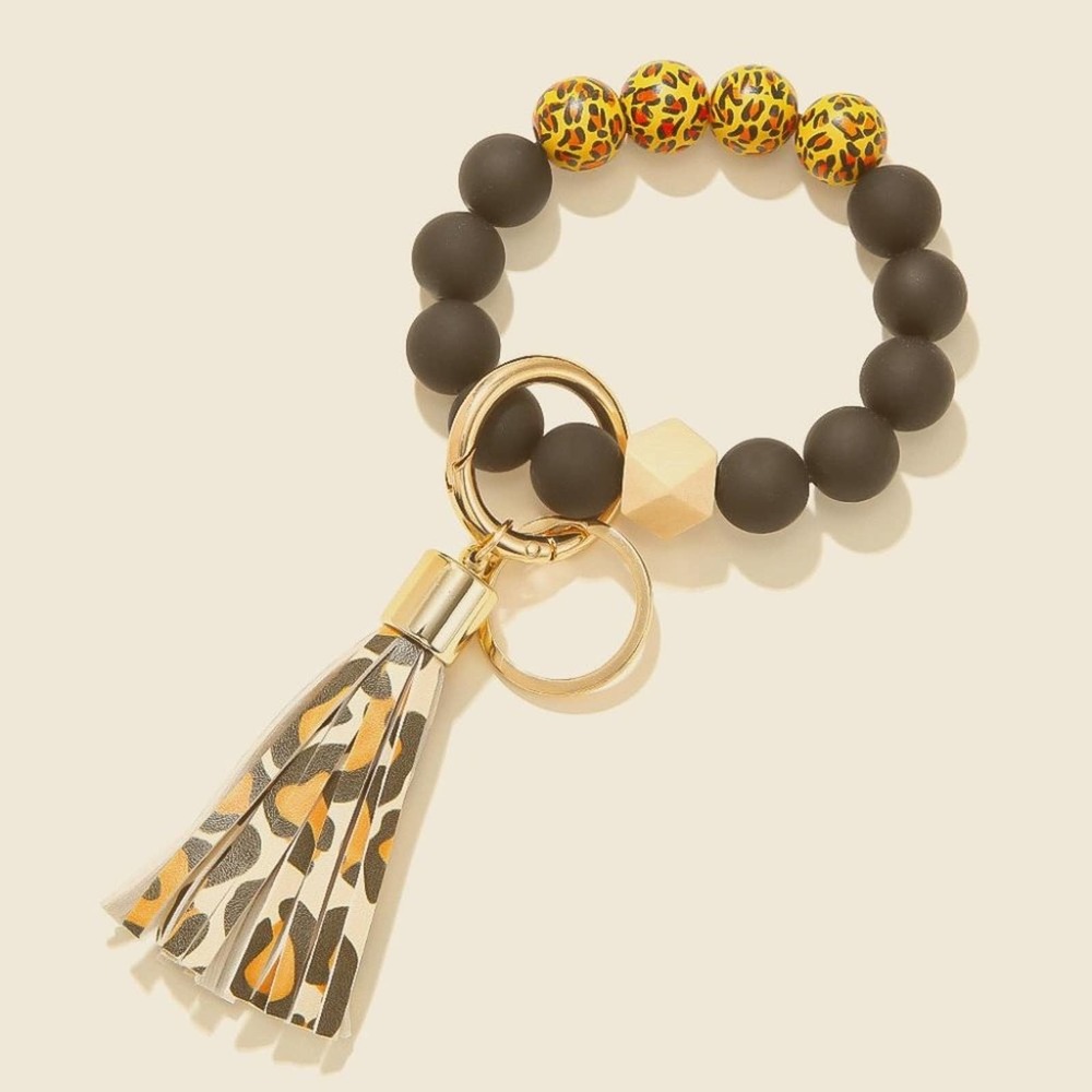 6 Styles Available~~Wooden Animal Print Bracelet Keychain Purse Charm